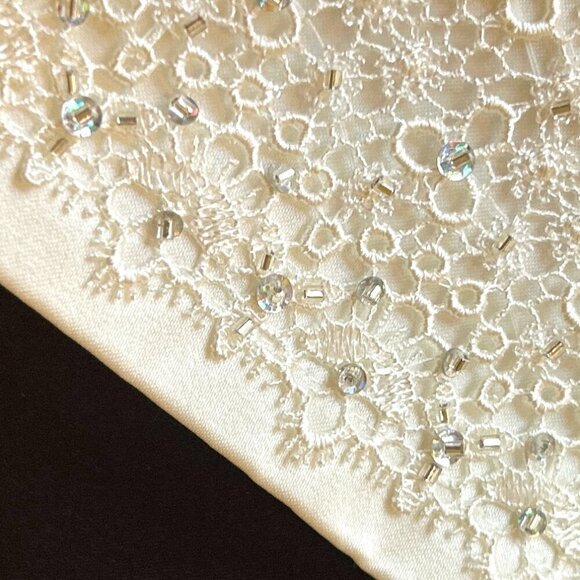 David's Bridal 2pc SZ16 Black & White Satin Lace Beaded Formal Wedding Black Tie - Picture 11 of 12